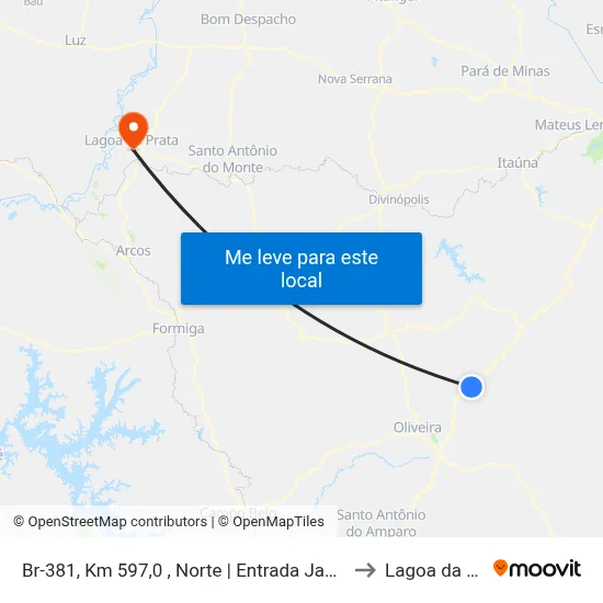 Br-381, Km 597,0 , Norte | Entrada Japão De Cima to Lagoa da Prata map