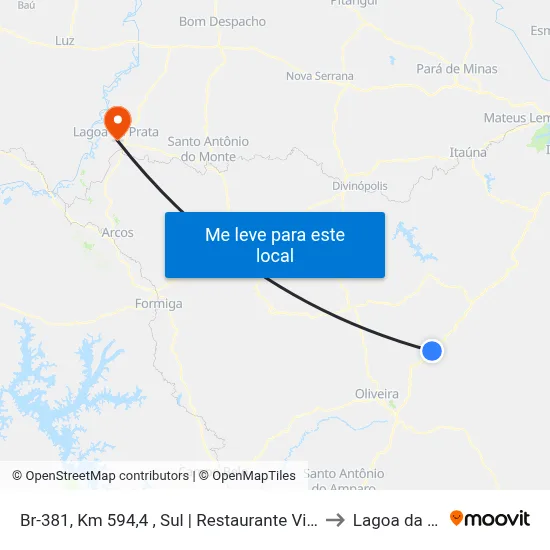 Br-381, Km 594,4 , Sul | Restaurante Vila Da Angola to Lagoa da Prata map