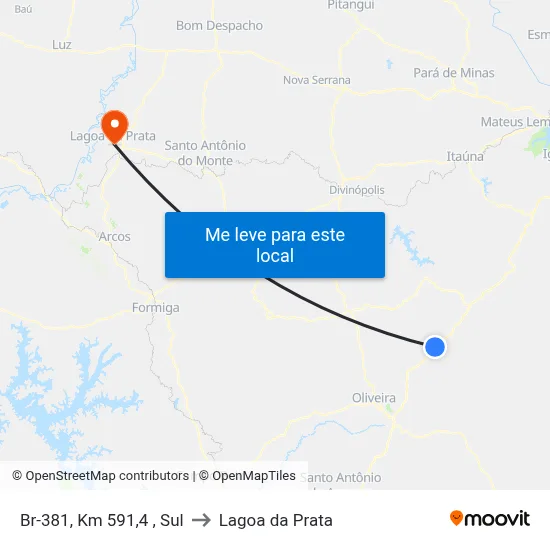 Br-381, Km 591,4 , Sul to Lagoa da Prata map