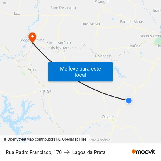 Rua Padre Francisco, 170 to Lagoa da Prata map