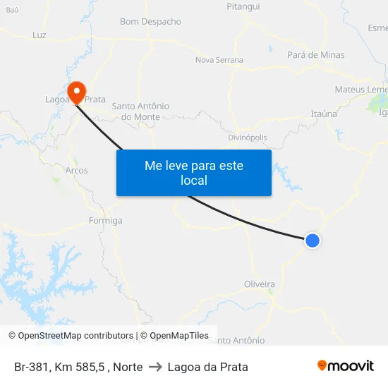 Br-381, Km 585,5 , Norte to Lagoa da Prata map