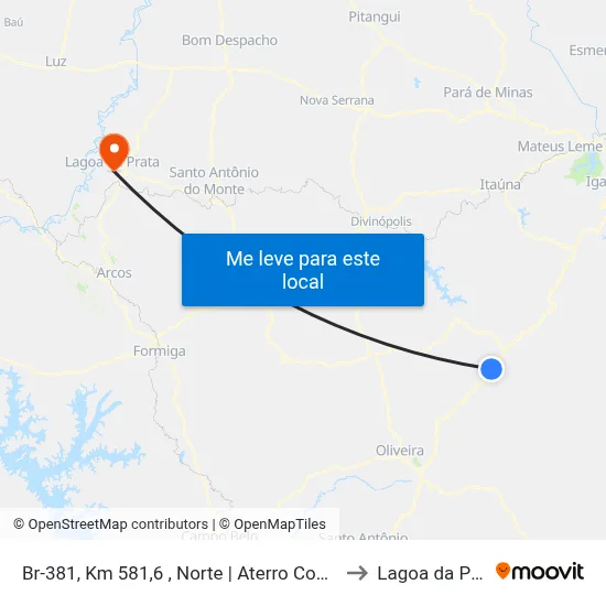 Br-381, Km 581,6 , Norte | Aterro Controlado to Lagoa da Prata map