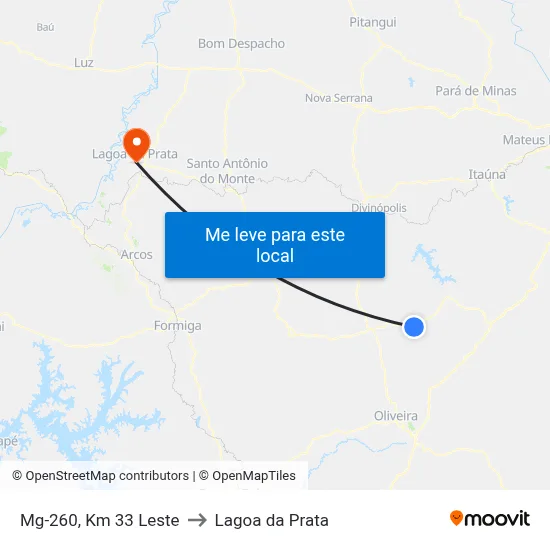 Mg-260, Km 33 Leste to Lagoa da Prata map