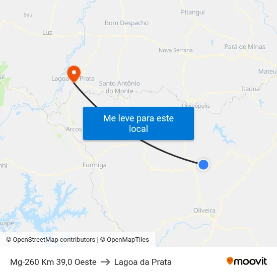 Mg-260 Km 39,0 Oeste to Lagoa da Prata map