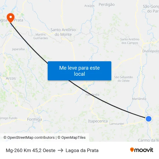 Mg-260 Km 45,2 Oeste to Lagoa da Prata map