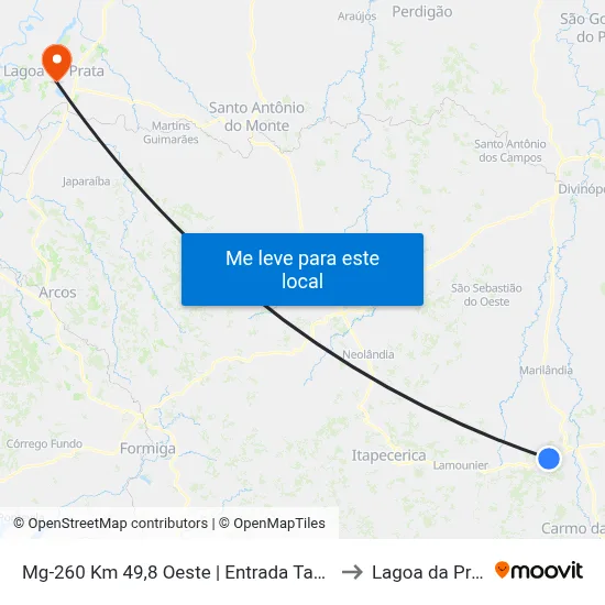 Mg-260 Km 49,8 Oeste | Entrada Tabocas to Lagoa da Prata map