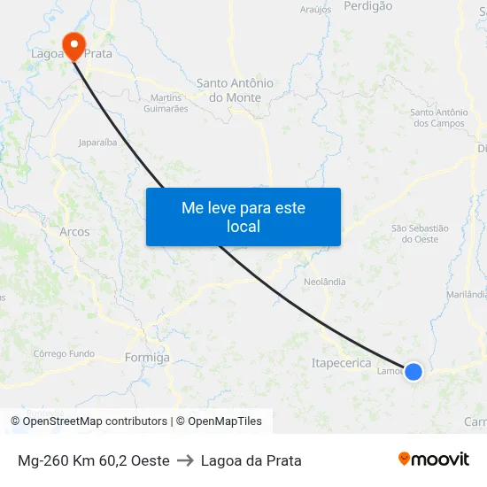 Mg-260 Km 60,2 Oeste to Lagoa da Prata map