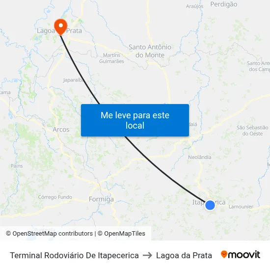 Terminal Rodoviário De Itapecerica to Lagoa da Prata map
