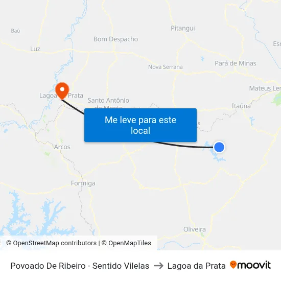 Povoado De Ribeiro - Sentido Vilelas to Lagoa da Prata map