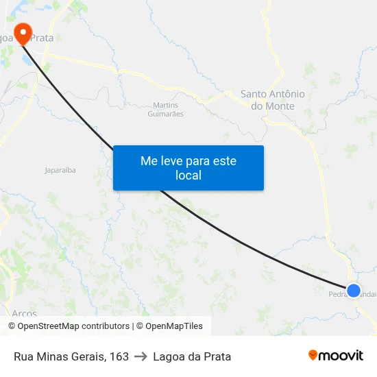 Rua Minas Gerais, 163 to Lagoa da Prata map