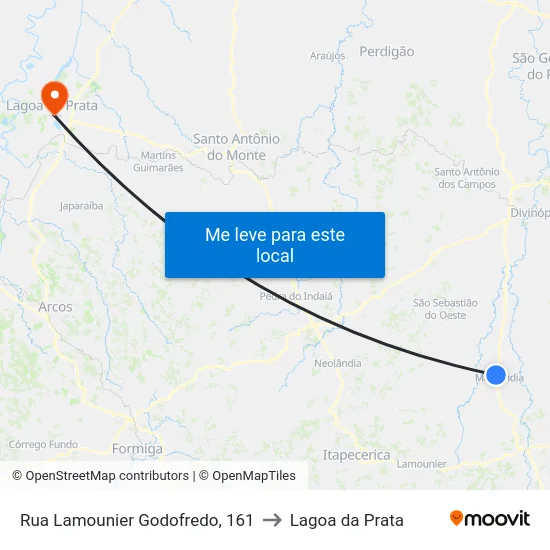 Rua Lamounier Godofredo, 161 to Lagoa da Prata map