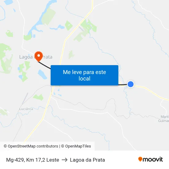 Mg-429, Km 17,2 Leste to Lagoa da Prata map
