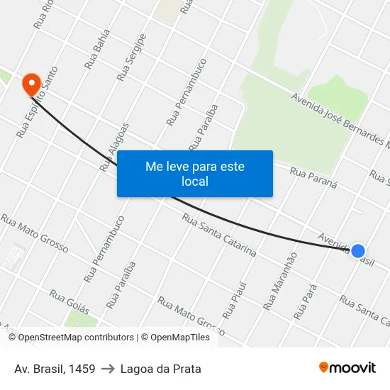 Av. Brasil, 1459 to Lagoa da Prata map