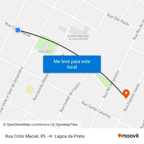 Rua Cirilo Maciel, 85 to Lagoa da Prata map