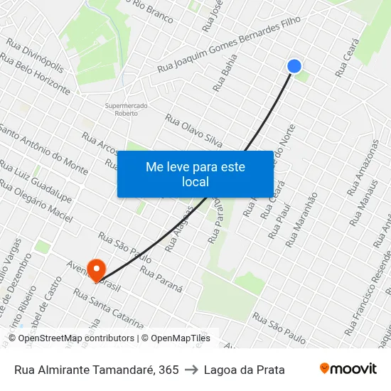 Rua Almirante Tamandaré, 365 to Lagoa da Prata map