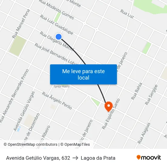 Avenida Getúlio Vargas, 632 to Lagoa da Prata map
