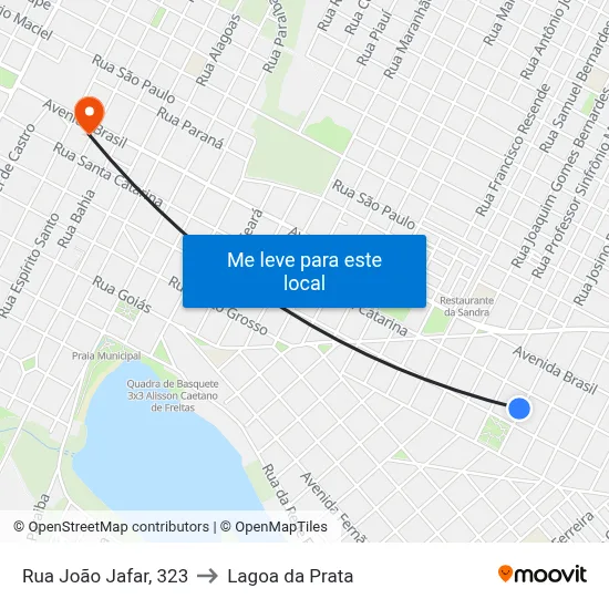 Rua João Jafar, 323 to Lagoa da Prata map