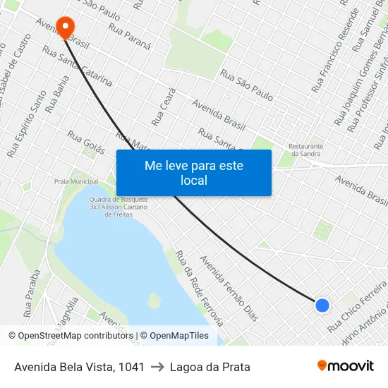 Avenida Bela Vista, 1041 to Lagoa da Prata map
