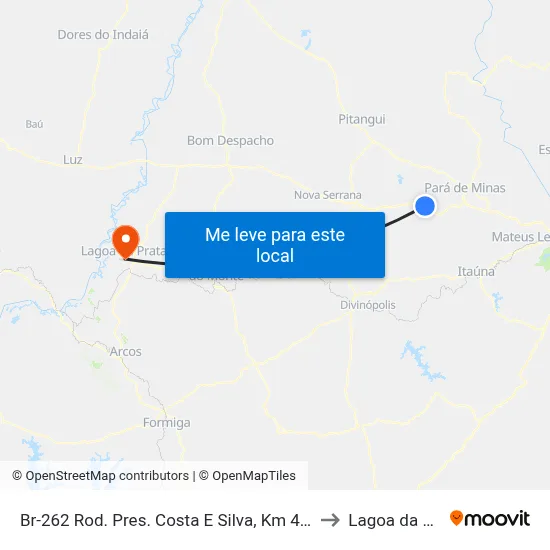 Br-262 Rod. Pres. Costa E Silva, Km 414,3 Leste to Lagoa da Prata map