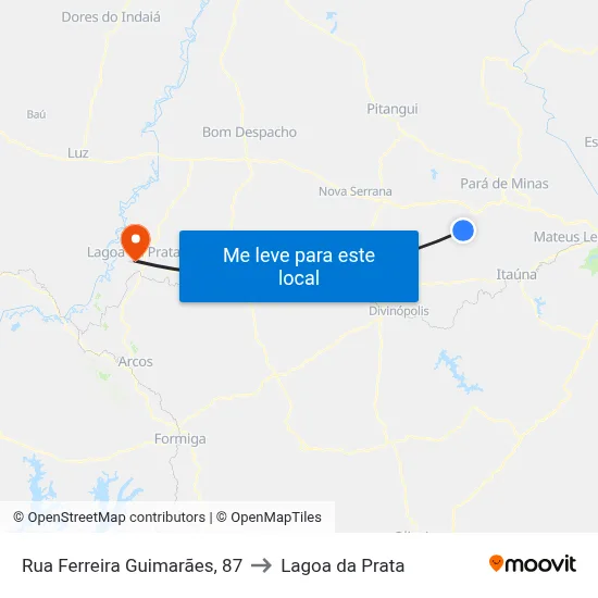 Rua Ferreira Guimarães, 87 to Lagoa da Prata map