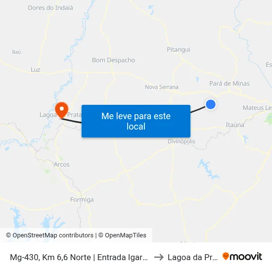 Mg-430, Km 6,6 Norte | Entrada Igaratinga to Lagoa da Prata map