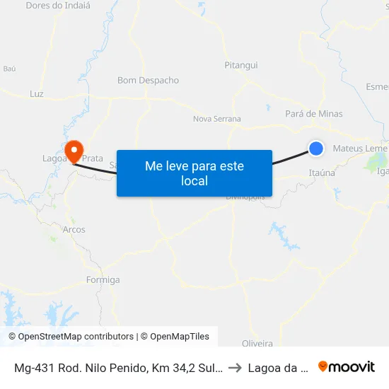 Mg-431 Rod. Nilo Penido, Km 34,2 Sul | Carneiros to Lagoa da Prata map