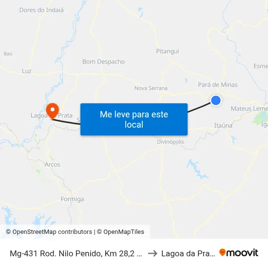 Mg-431 Rod. Nilo Penido, Km 28,2 Sul to Lagoa da Prata map