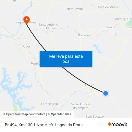 Br-494, Km 130,1 Norte to Lagoa da Prata map