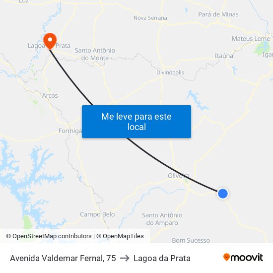 Avenida Valdemar Fernal, 75 to Lagoa da Prata map