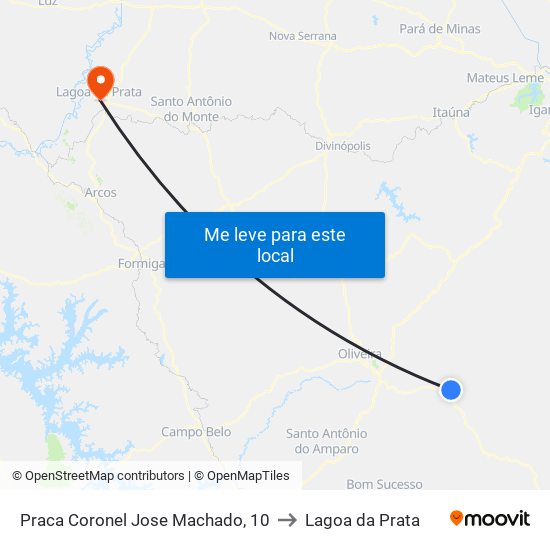 Praca Coronel Jose Machado, 10 to Lagoa da Prata map