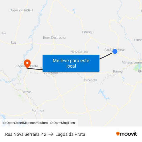 Rua Nova Serrana, 42 to Lagoa da Prata map