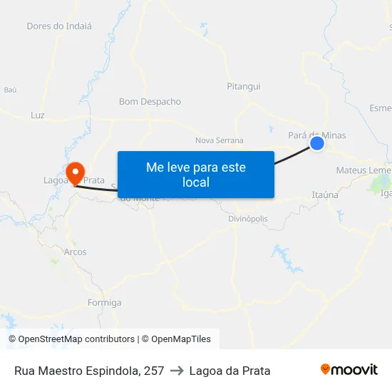 Rua Maestro Espindola, 257 to Lagoa da Prata map