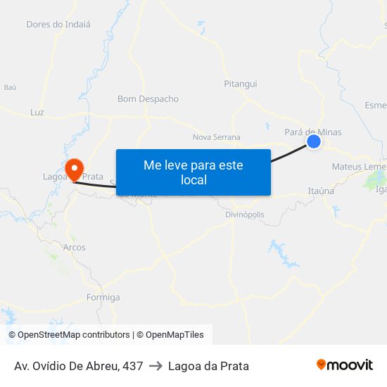 Av. Ovídio De Abreu, 437 to Lagoa da Prata map