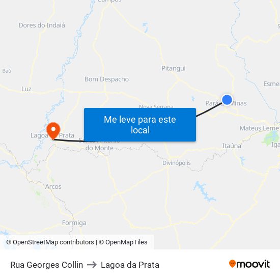 Rua Georges Collin to Lagoa da Prata map