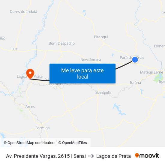 Av. Presidente Vargas, 2615 | Senai to Lagoa da Prata map