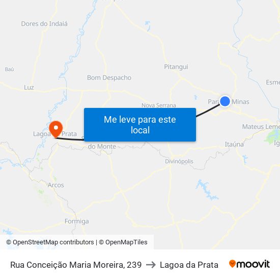 Rua Conceição Maria Moreira, 239 to Lagoa da Prata map