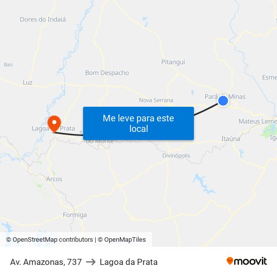Av. Amazonas, 737 to Lagoa da Prata map