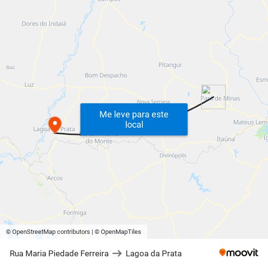 Rua Maria Piedade Ferreira to Lagoa da Prata map