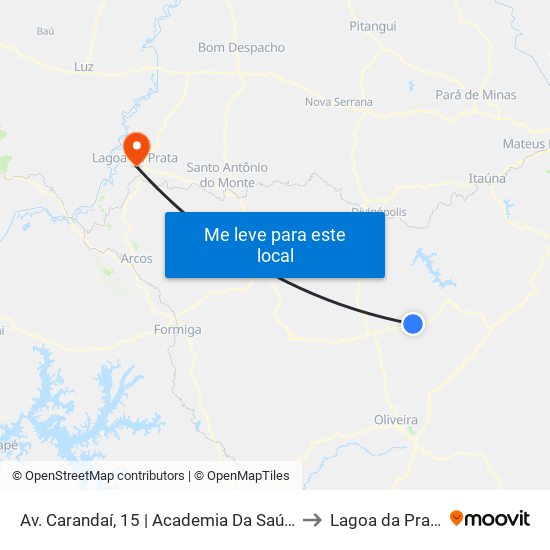 Av. Carandaí, 15 | Academia Da Saúde to Lagoa da Prata map