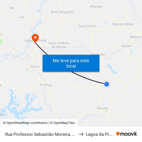 Rua Professor Sebastião Moreira, 923 to Lagoa da Prata map