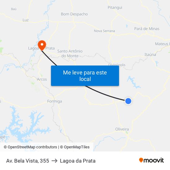 Av. Bela Vista, 355 to Lagoa da Prata map