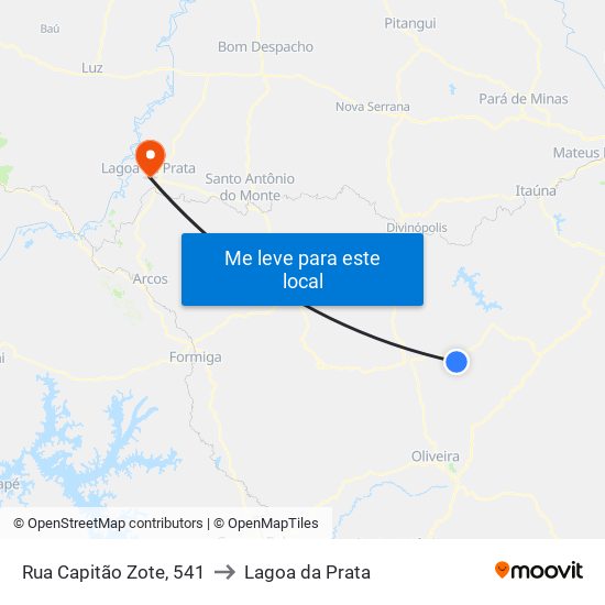 Rua Capitão Zote, 541 to Lagoa da Prata map