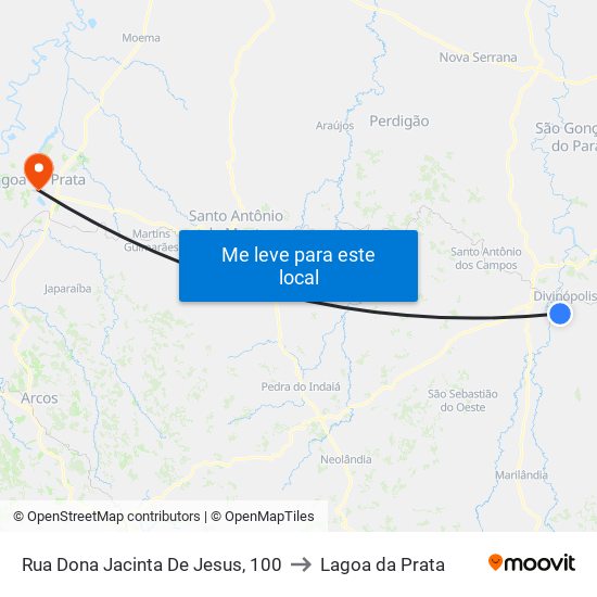 Rua Dona Jacinta De Jesus, 100 to Lagoa da Prata map