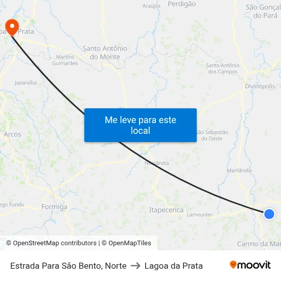 Estrada Para São Bento, Norte to Lagoa da Prata map