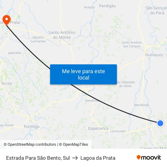 Estrada Para São Bento, Sul to Lagoa da Prata map