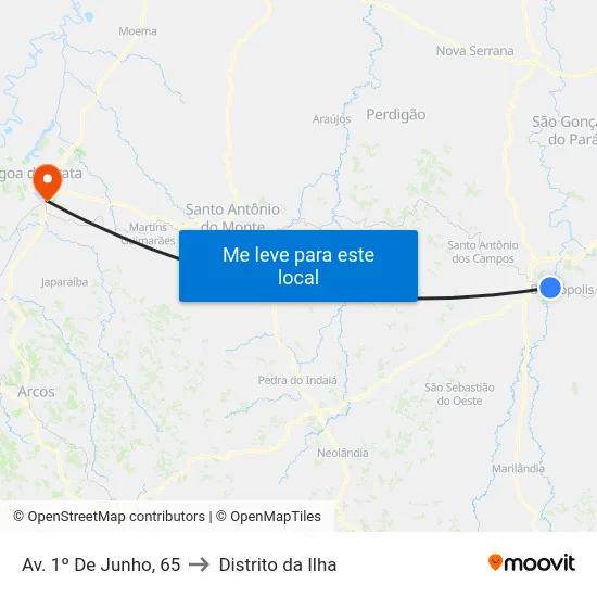 Av. 1º De Junho, 65 to Distrito da Ilha map