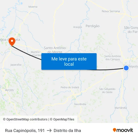 Rua Capinópolis, 191 to Distrito da Ilha map