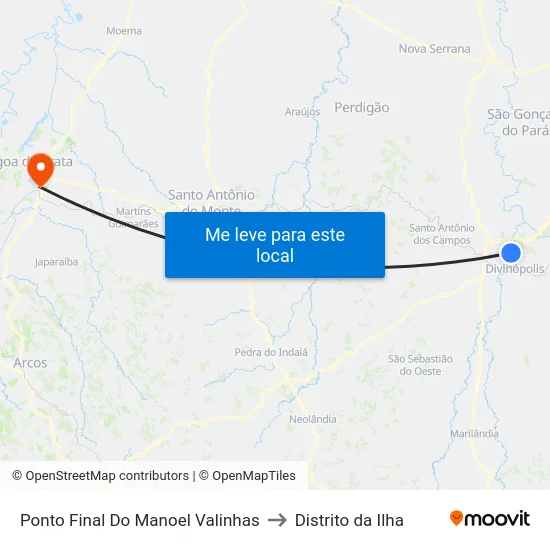 Ponto Final Do Manoel Valinhas to Distrito da Ilha map