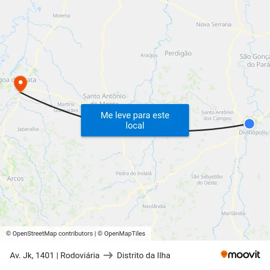 Av. Jk, 1401 | Rodoviária to Distrito da Ilha map