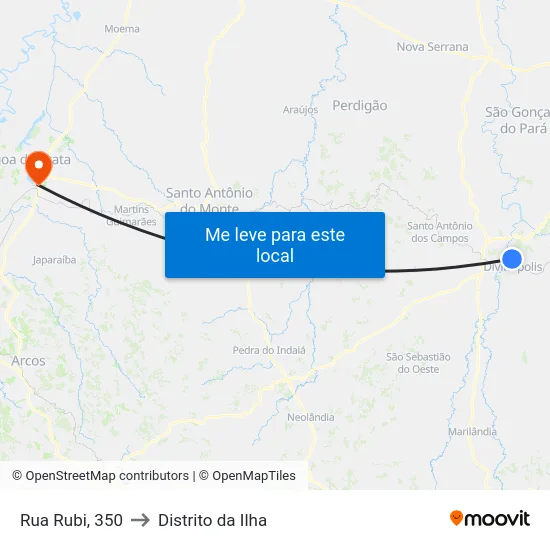 Rua Rubi, 350 to Distrito da Ilha map